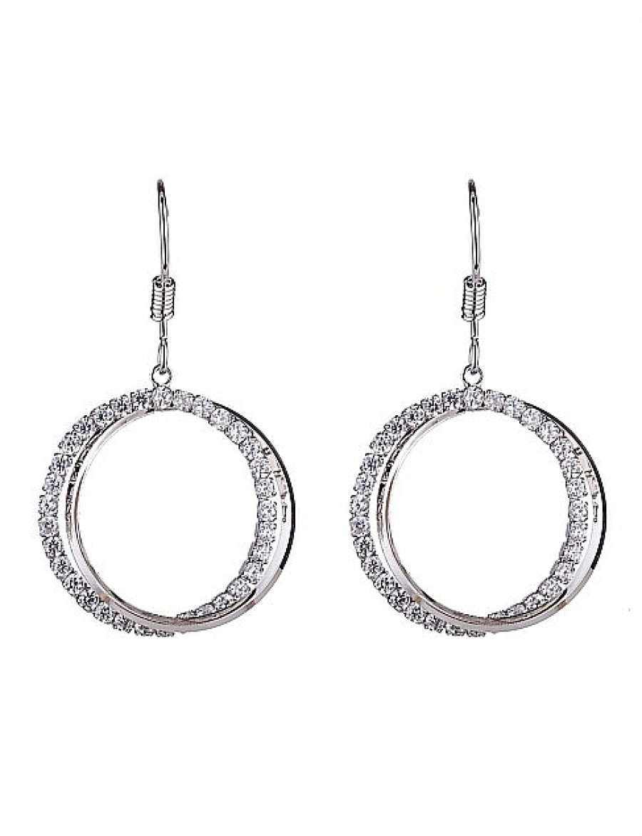 Online Gregory Ladner Woven Circle Drop Earring With Cz Gregory Ladner Wholesale Rhodium