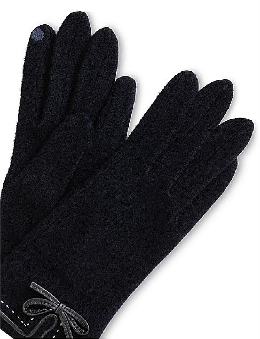 Online Gregory Ladner Wool Glove With Bow Trim Gregory Ladner Wholesale Navy