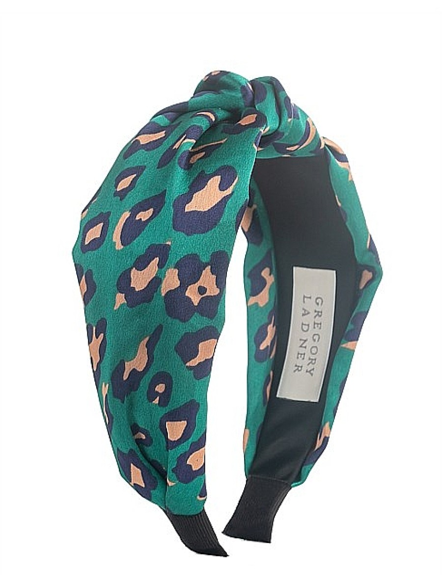 Best Gregory Ladner Animal Print Turban Headband Gregory Ladner Discount Emerald