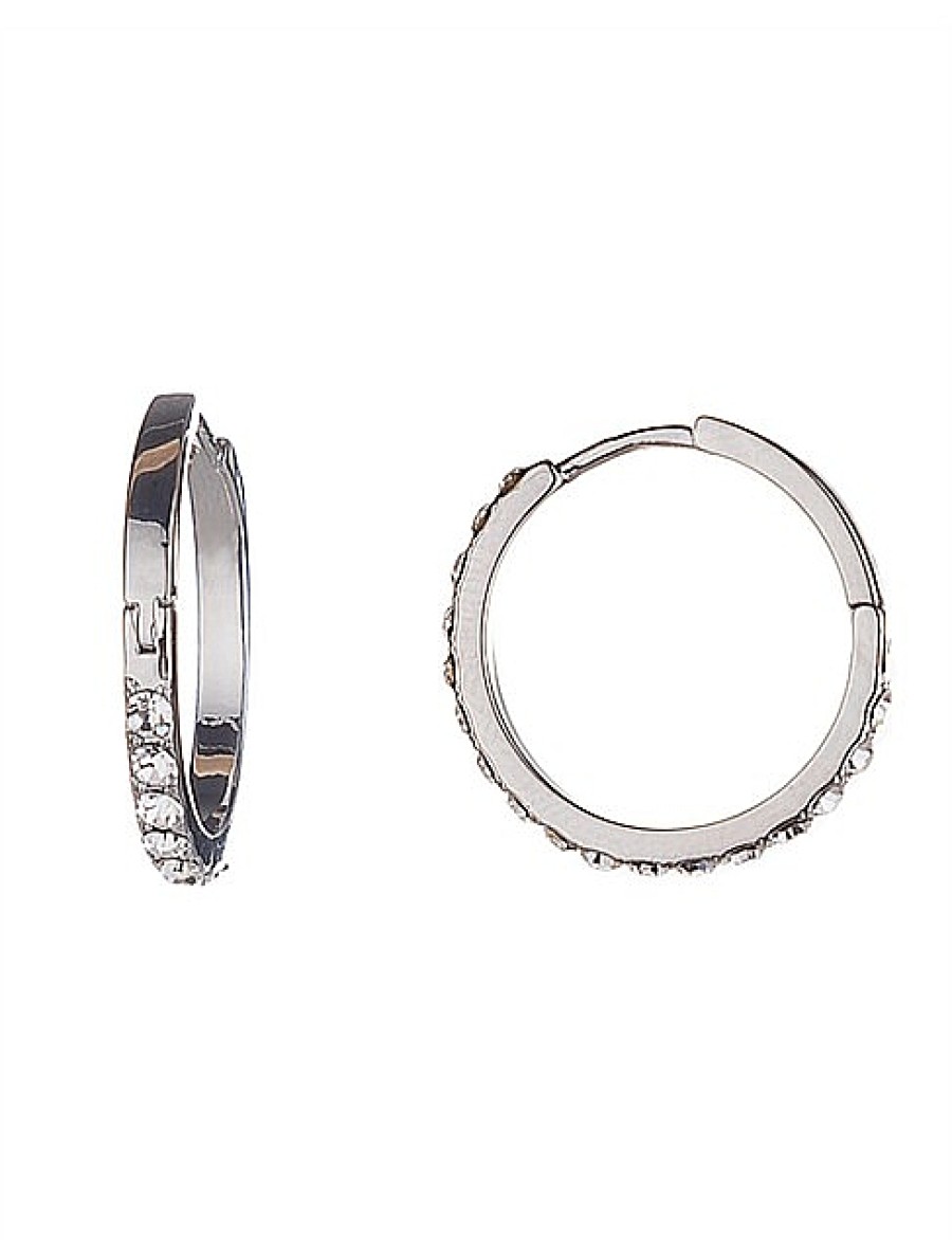 Online Gregory Ladner Small Cz Hoop Earrings Gregory Ladner Discount Rhodium