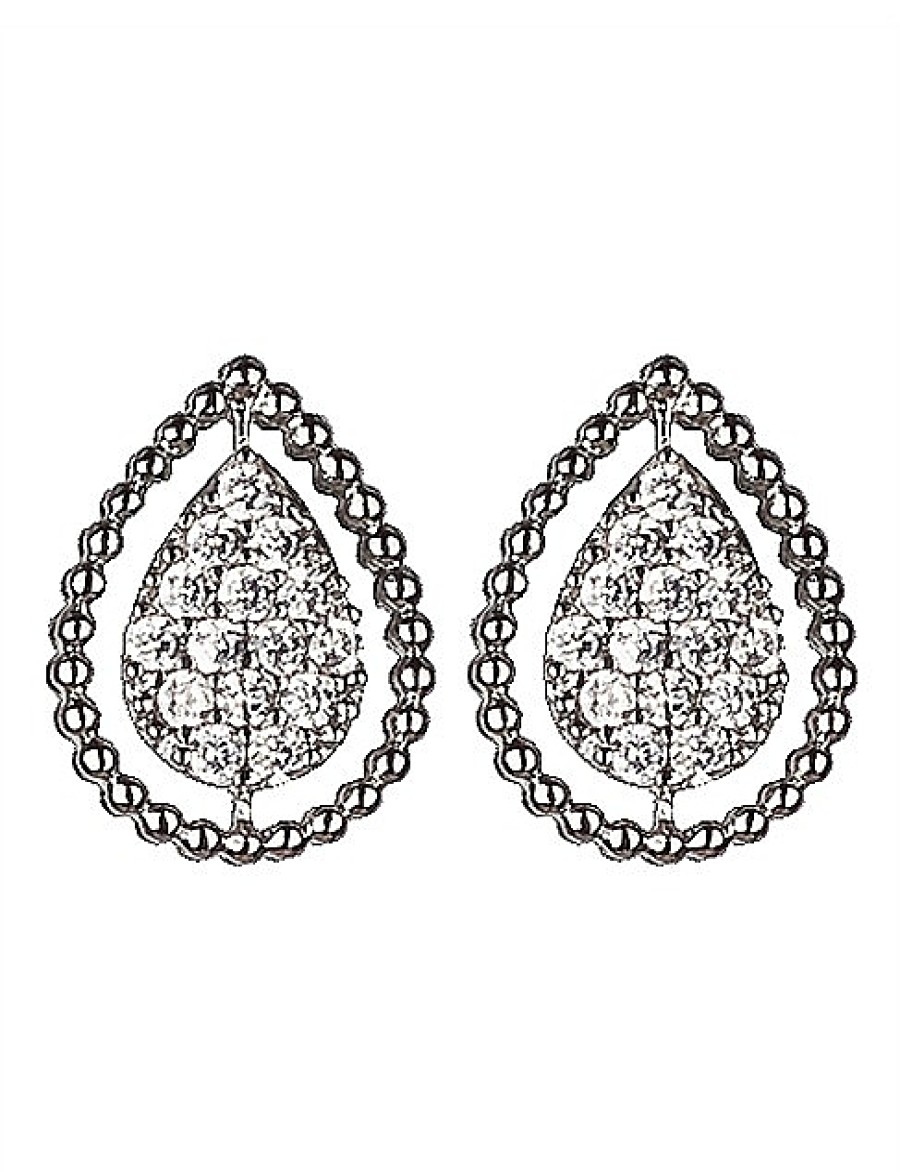 Online Gregory Ladner Pear Cz Silver Stud Earrings Gregory Ladner Wholesale Rhodium