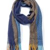 New Gregory Ladner Striped Blanket Scarf Gregory Ladner Discount Blues