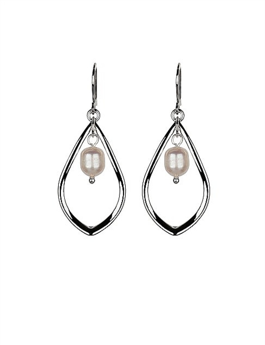 Online Gregory Ladner Pearl Wave Drop Earrings Gregory Ladner Discount Rhodium