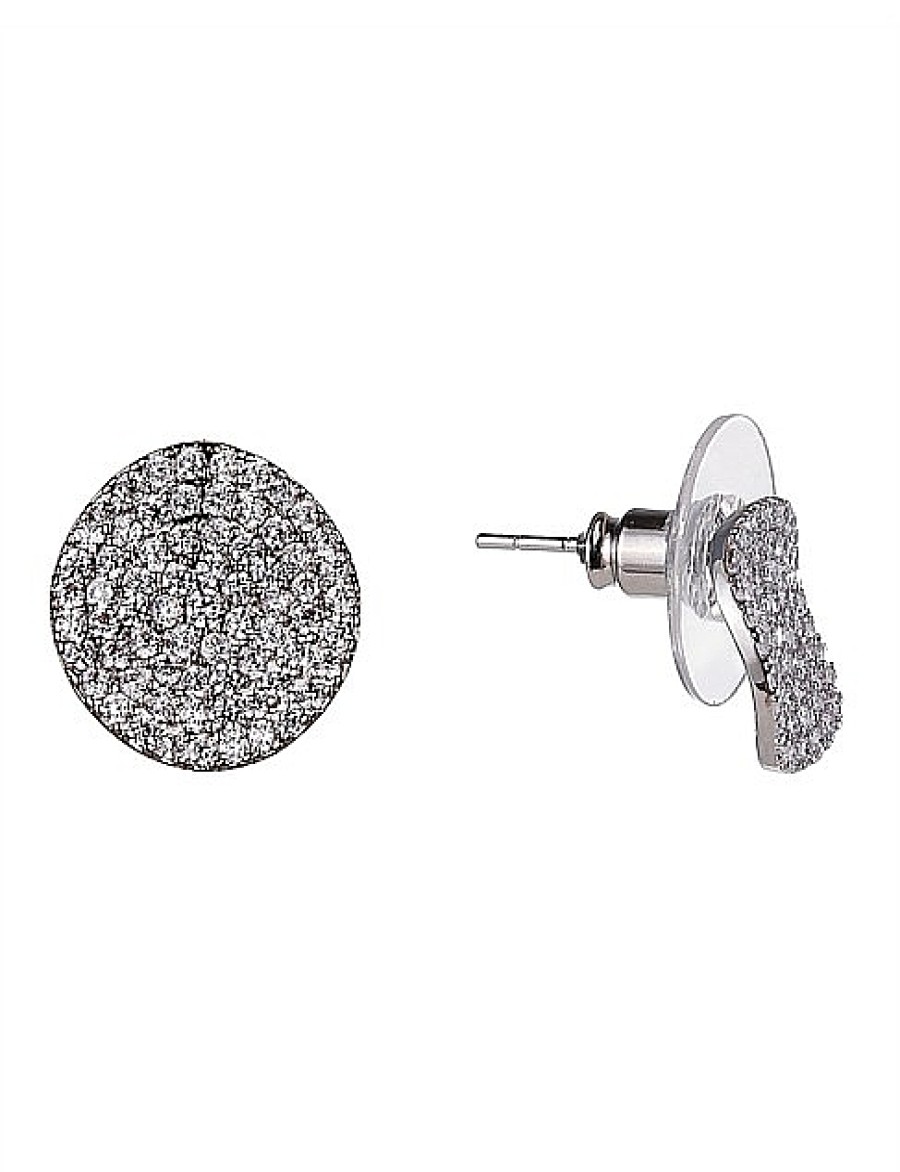 Online Gregory Ladner Micro Pave Circle Stud Earrings Gregory Ladner Discount Rhodium