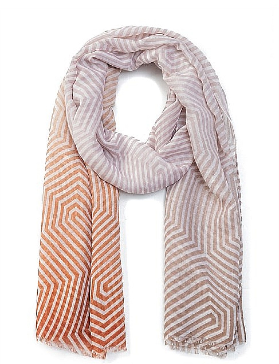 Online Gregory Ladner Ombre Geometric Print Scarf Gregory Ladner Cheap Rust