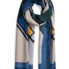 Hot Gregory Ladner Abstract Border Scarf Gregory Ladner Discount Navy/Rust