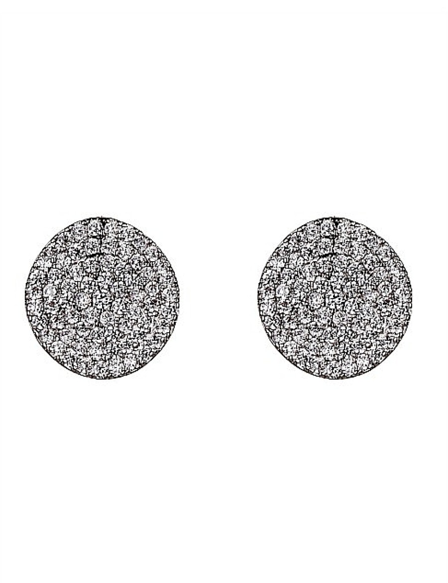 Online Gregory Ladner Micro Pave Circle Stud Earrings Gregory Ladner Discount Rhodium