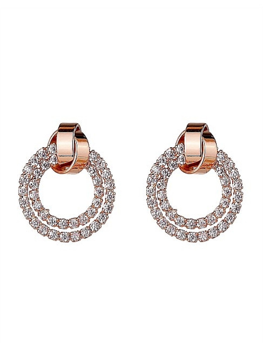 Wholesale Gregory Ladner Double Cz Hoop Drop Earrings Gregory Ladner Discount Rose Gold