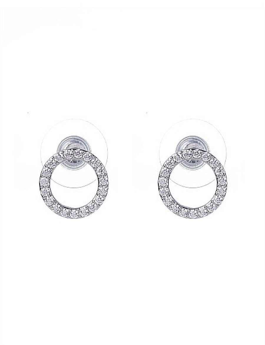 New Gregory Ladner Cz Circle Earrings Gregory Ladner Discount Rhodium