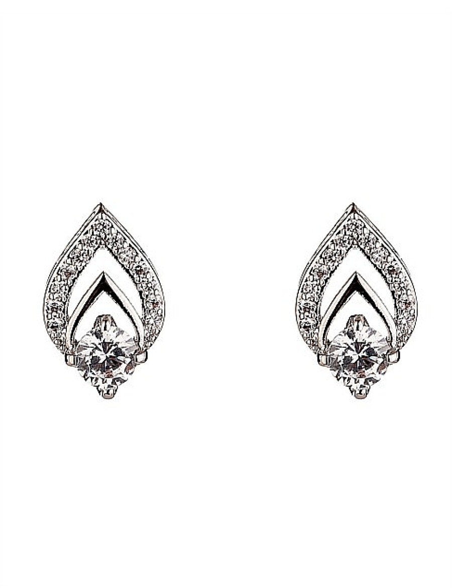 Online Gregory Ladner Flame Cz Silver Stud Earring Gregory Ladner Discount Rhodium