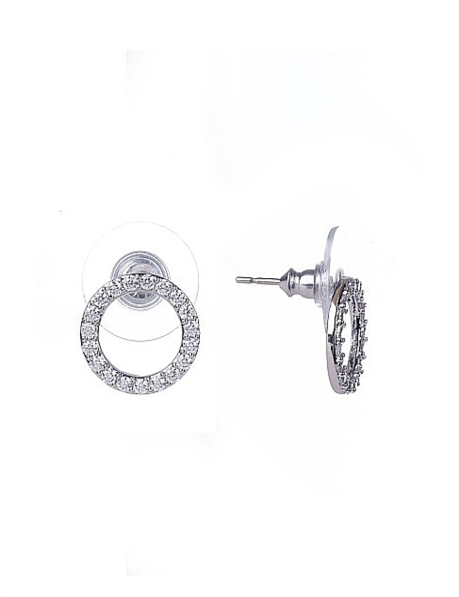 New Gregory Ladner Cz Circle Earrings Gregory Ladner Discount Rhodium