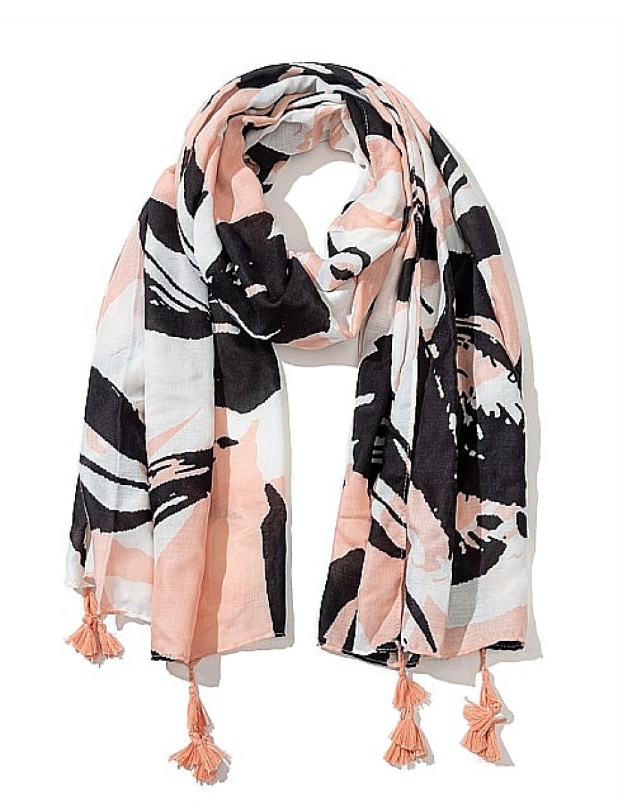 Best Gregory Ladner Floral Print Scarf With Tassles Gregory Ladner Cheap Black/Pink