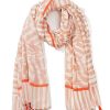 Best Gregory Ladner Tribal Print Scarf With Stripe Border And Tassles Gregory Ladner Discount Blush/Orange