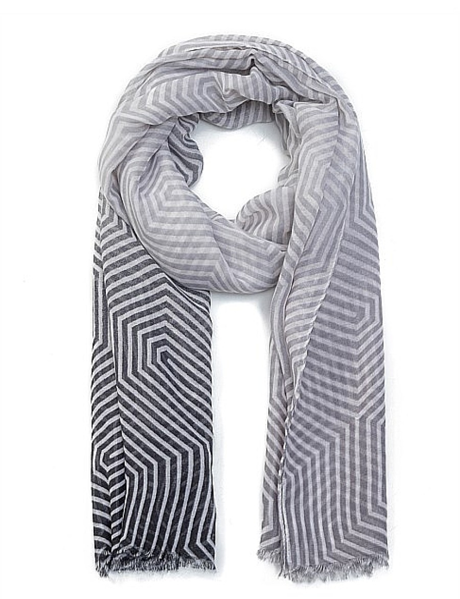 Online Gregory Ladner Ombre Geometric Print Scarf Gregory Ladner Discount Grey