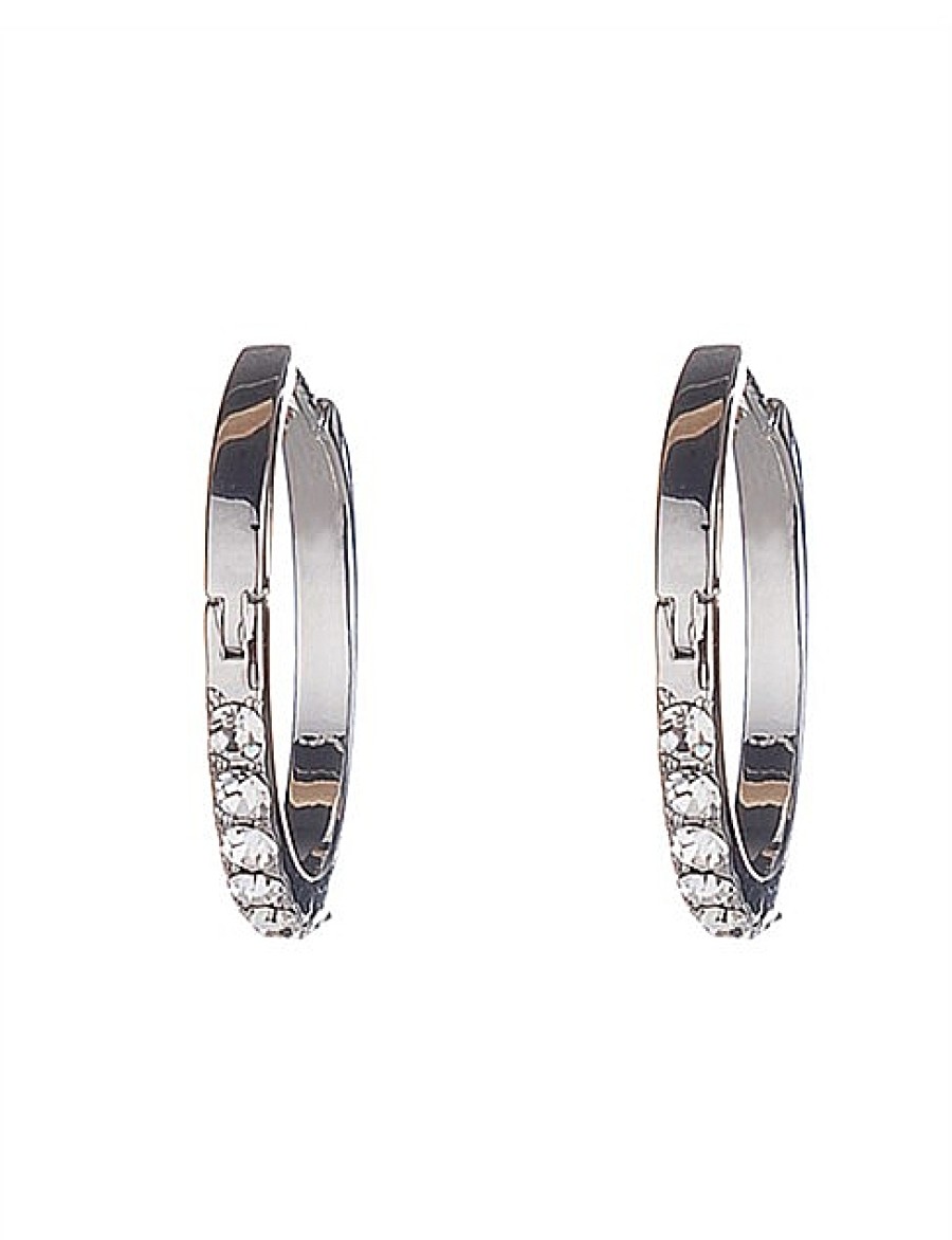 Online Gregory Ladner Small Cz Hoop Earrings Gregory Ladner Discount Rhodium