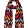 New Gregory Ladner Zig Zag Print Scarf Gregory Ladner Discount Black/Grey/Camel