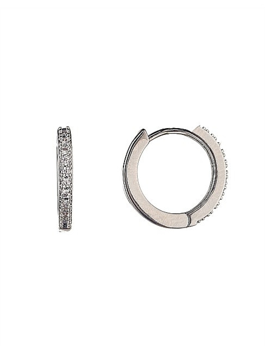 Hot Gregory Ladner Small Cz Hoop Earrings Gregory Ladner Promotions Rhodium