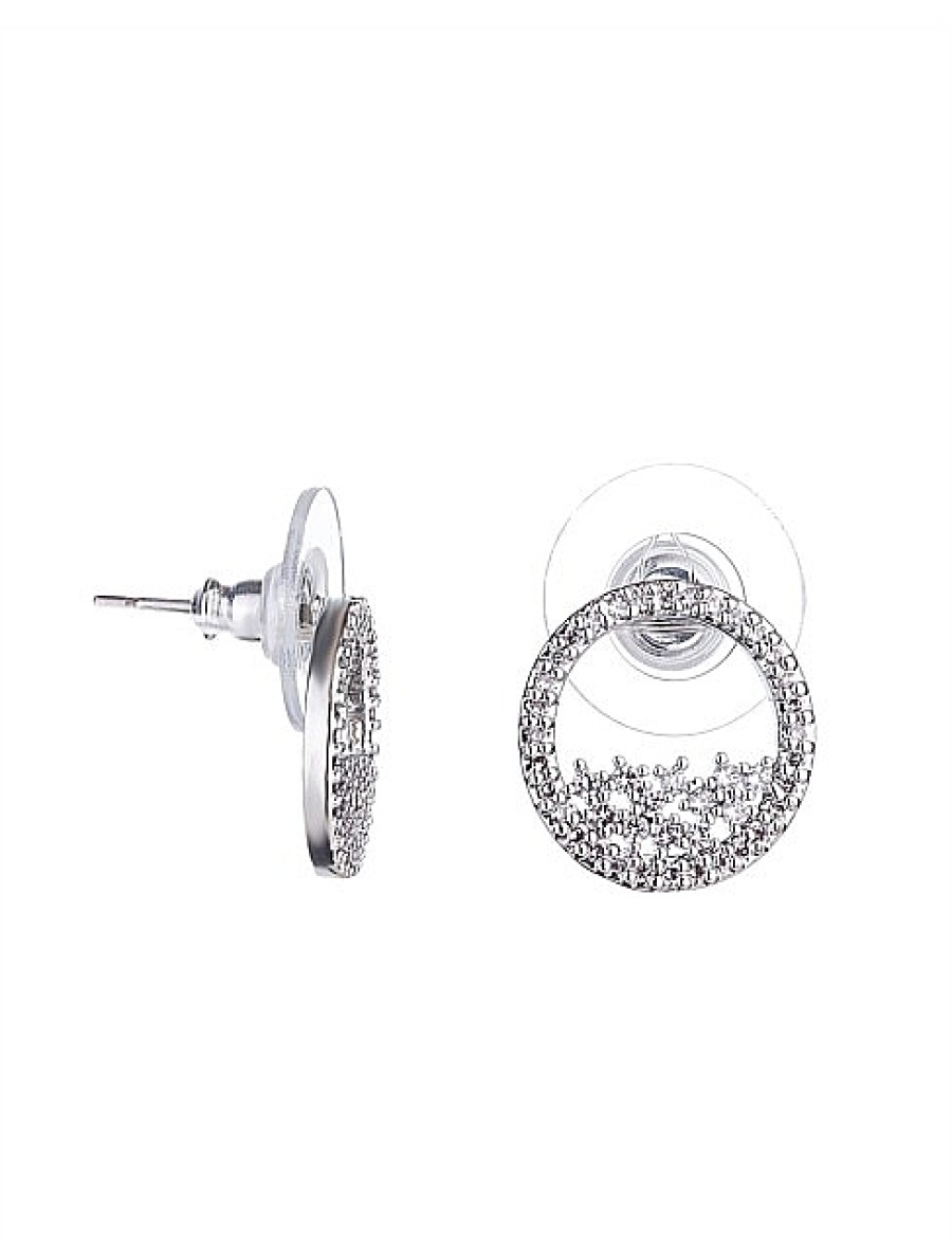 New Gregory Ladner Micro Cz Hoop Earring Gregory Ladner Limited Edition Rhodium