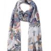 Hot Gregory Ladner Floral/Leaf Print Scarf Gregory Ladner Cheap Ivory/Blue