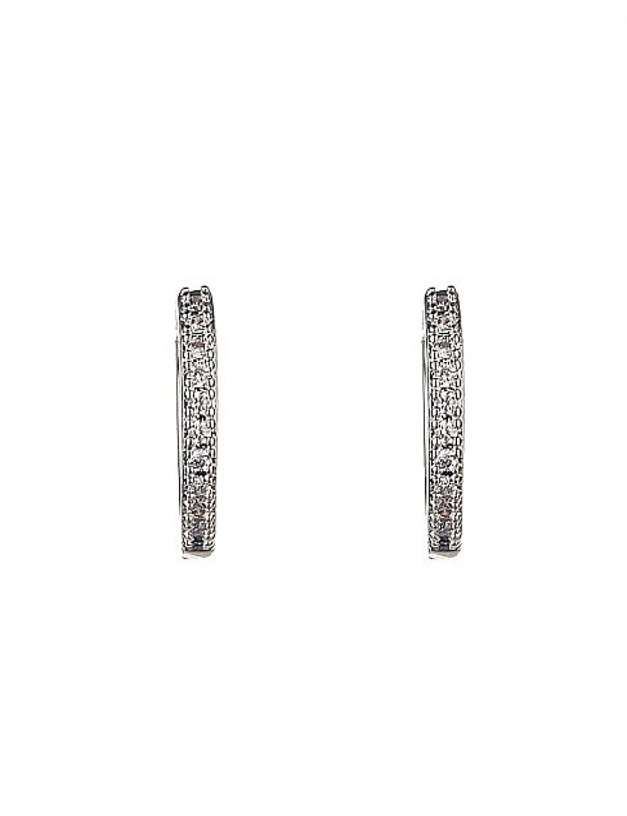 Hot Gregory Ladner Small Cz Hoop Earrings Gregory Ladner Promotions Rhodium