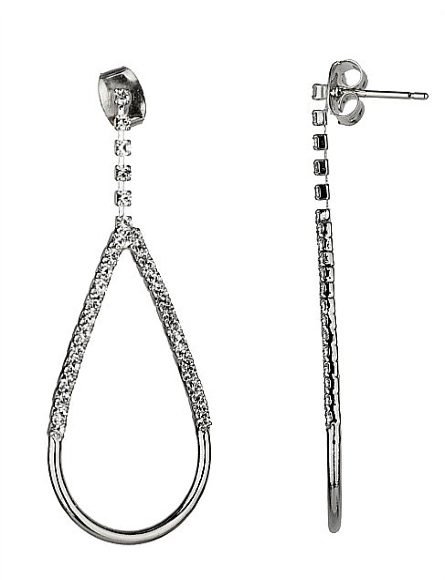 Hot Gregory Ladner Teardrop Drop Earring With Cz Gregory Ladner Limited Edition Rhodium