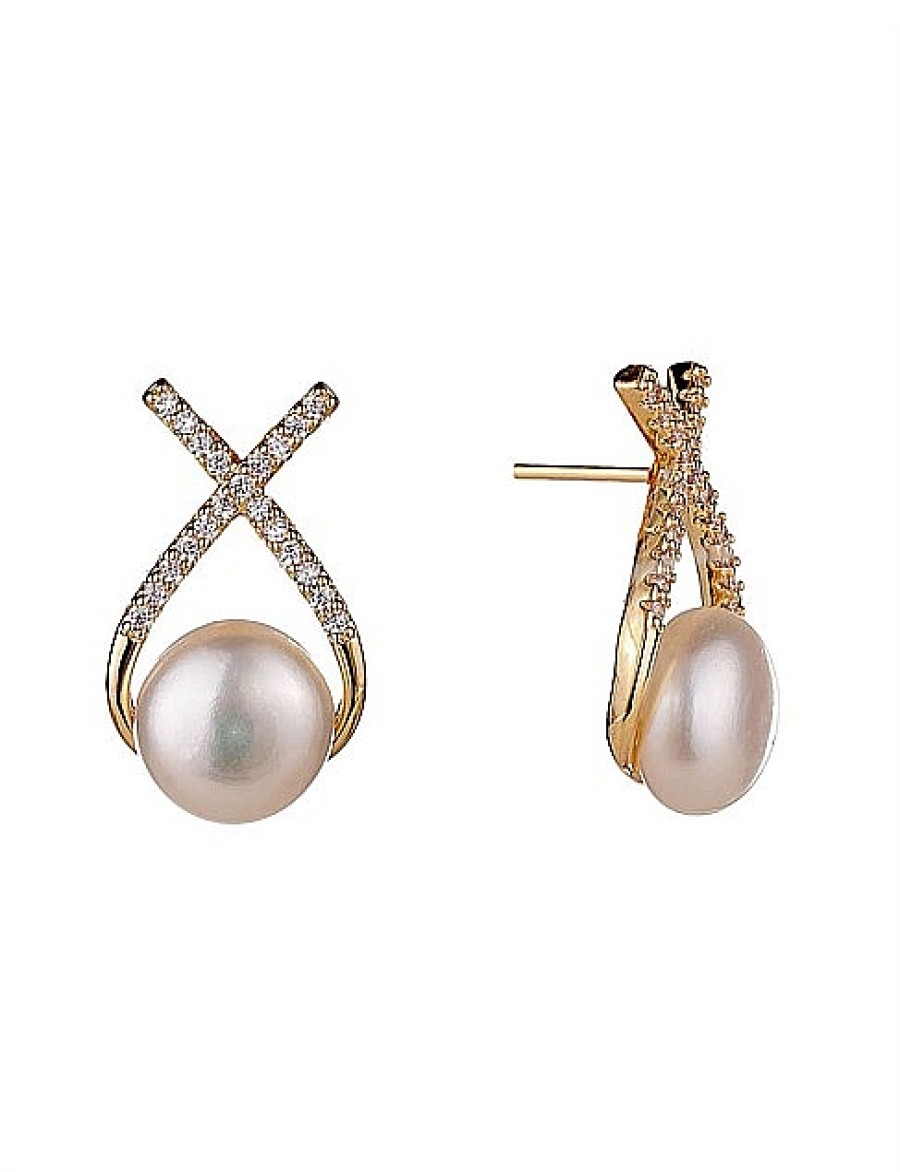 Clearance Gregory Ladner Freshwater Earring With Cz Cross Gregory Ladner Limited Edition Pearl