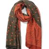 Wholesale Gregory Ladner Pleated Spot Print Scarf Gregory Ladner Wholesale Rust/Olive