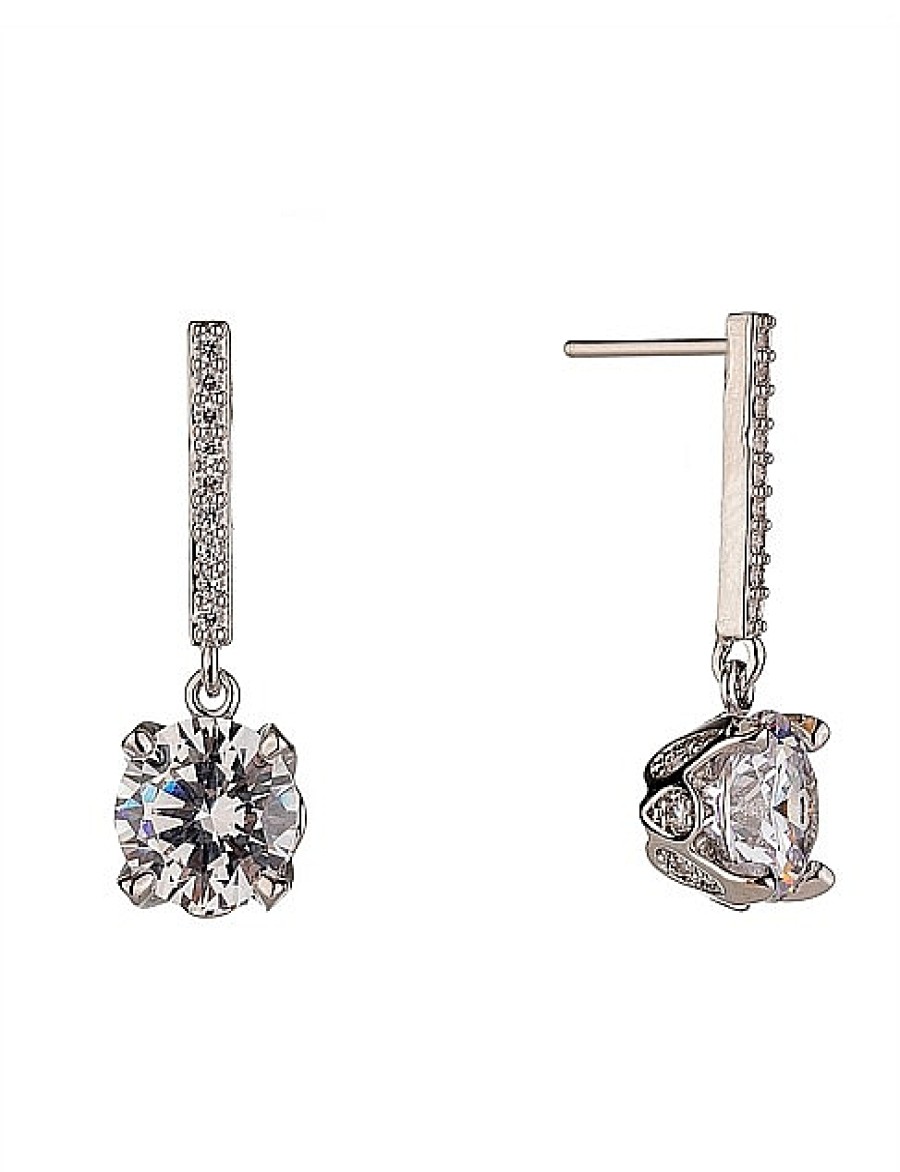 Best Gregory Ladner Cz Drop Silver Earrings Gregory Ladner Limited Edition Rhodium