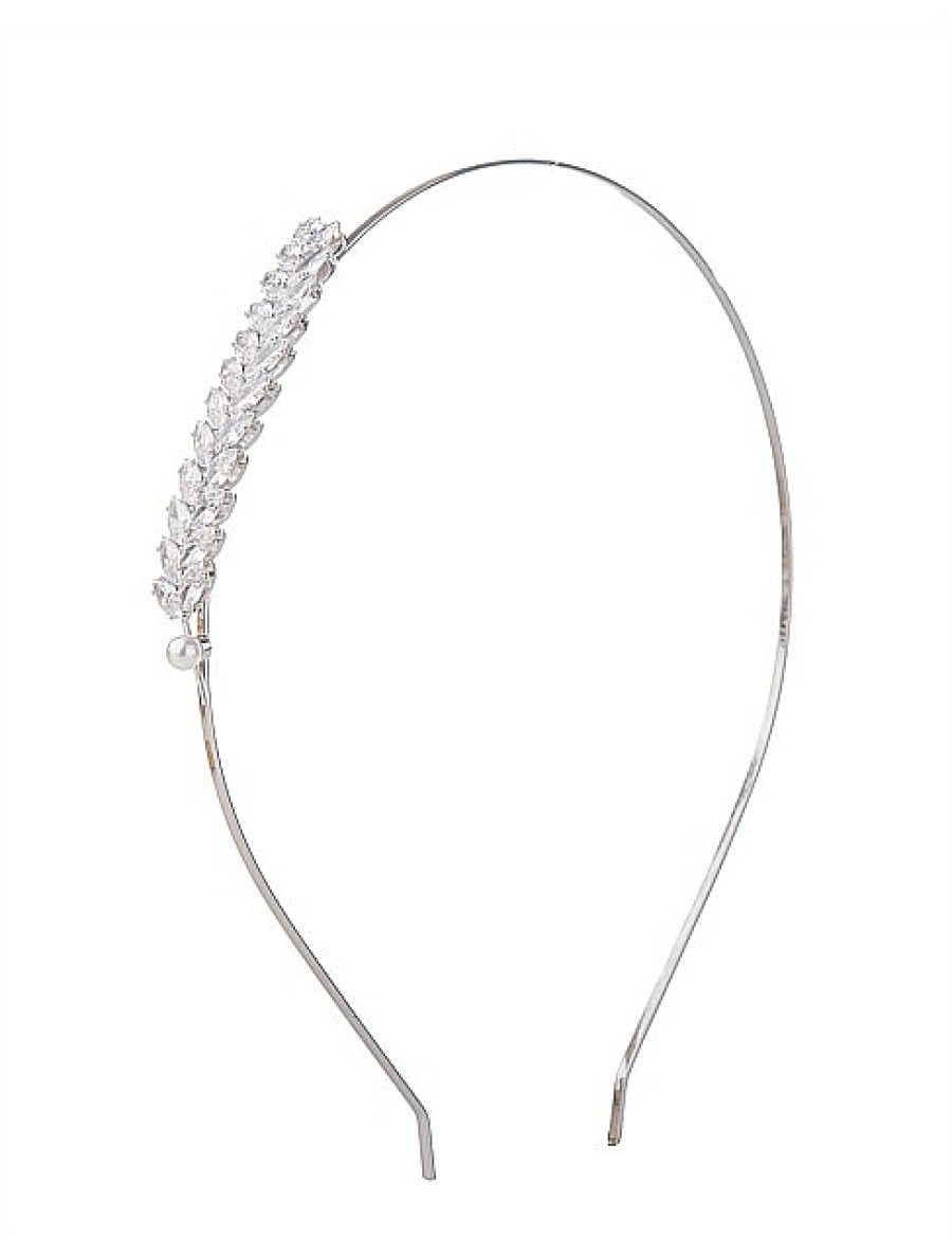 New Gregory Ladner Crystal Fern Headband Gregory Ladner Discount Rhodium