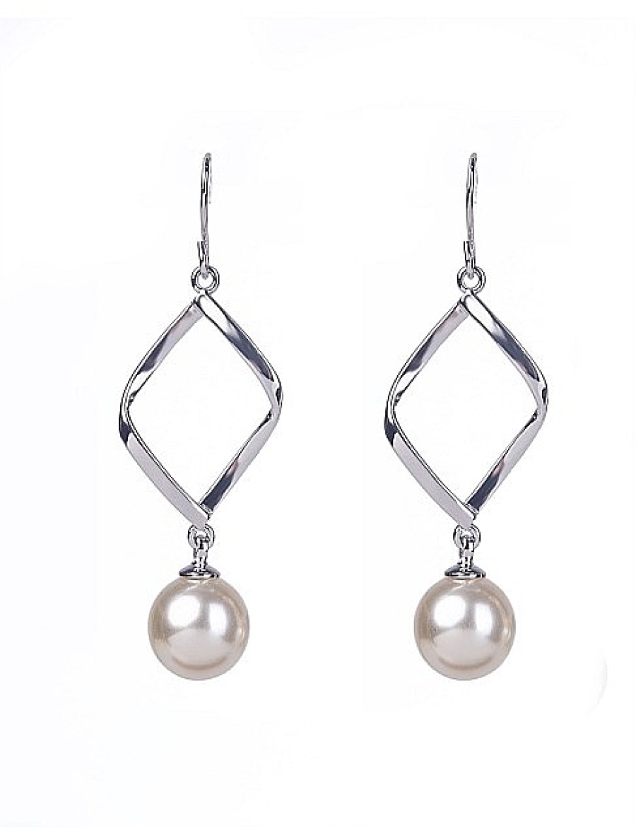 Best Gregory Ladner Diamond Drop Earring With Pearl Gregory Ladner Wholesale Rhodium