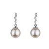 Online Gregory Ladner Cz Post With Pearl Drop Earrings Gregory Ladner Promotions Rhodium