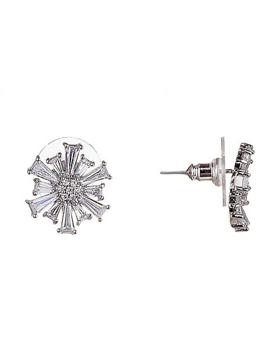 Hot Gregory Ladner Starburst Stud Earrings Gregory Ladner Discount Rhodium