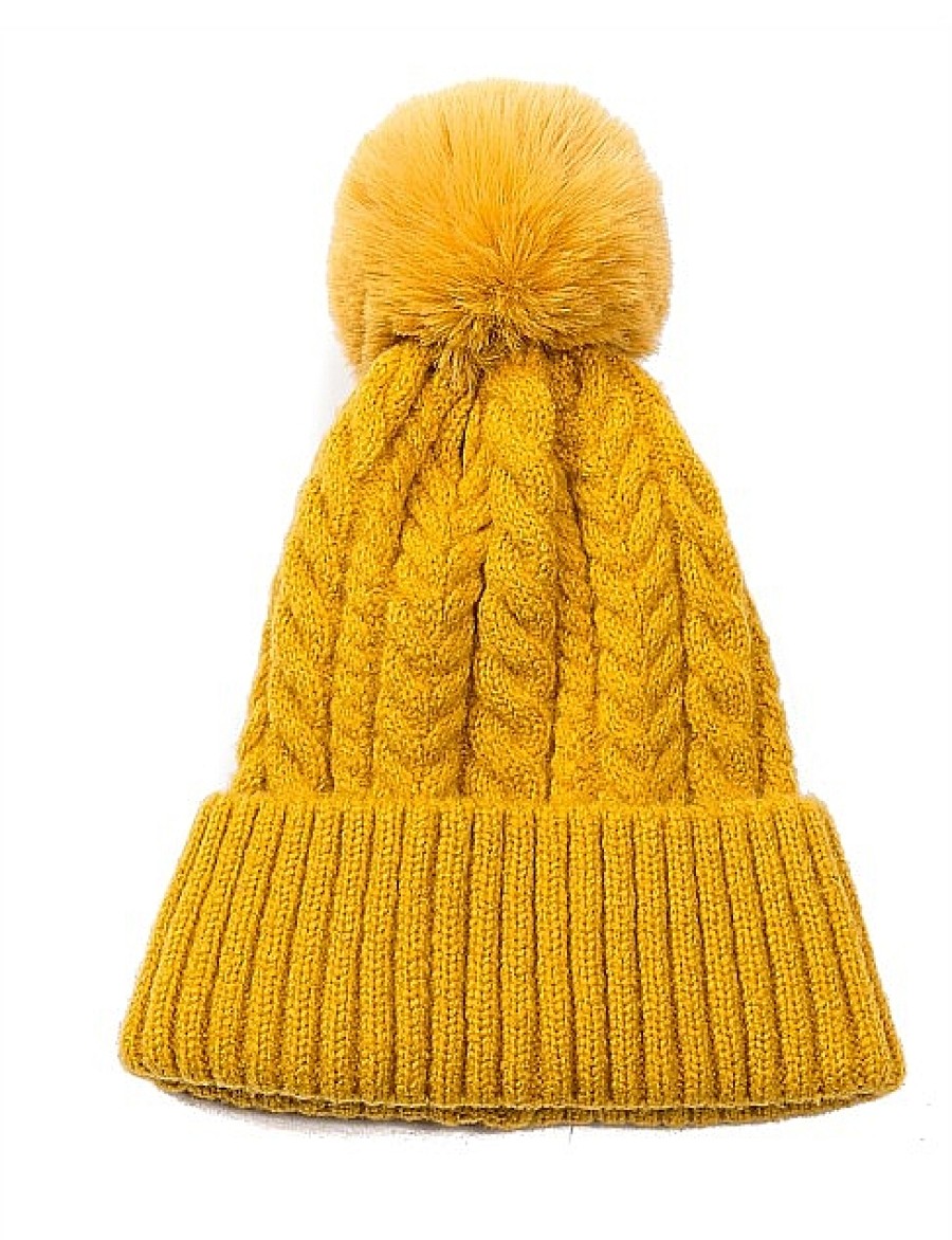 Clearance Gregory Ladner Cable Knit Beanie Gregory Ladner Limited Edition Mustard