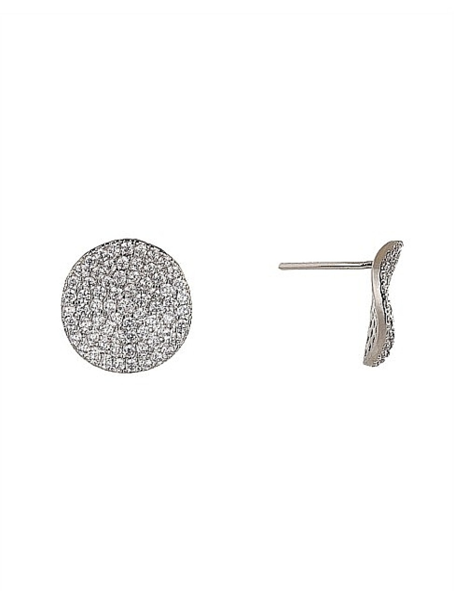 Best Gregory Ladner Cz Disc Stud Earrings Gregory Ladner Cheap Rhodium