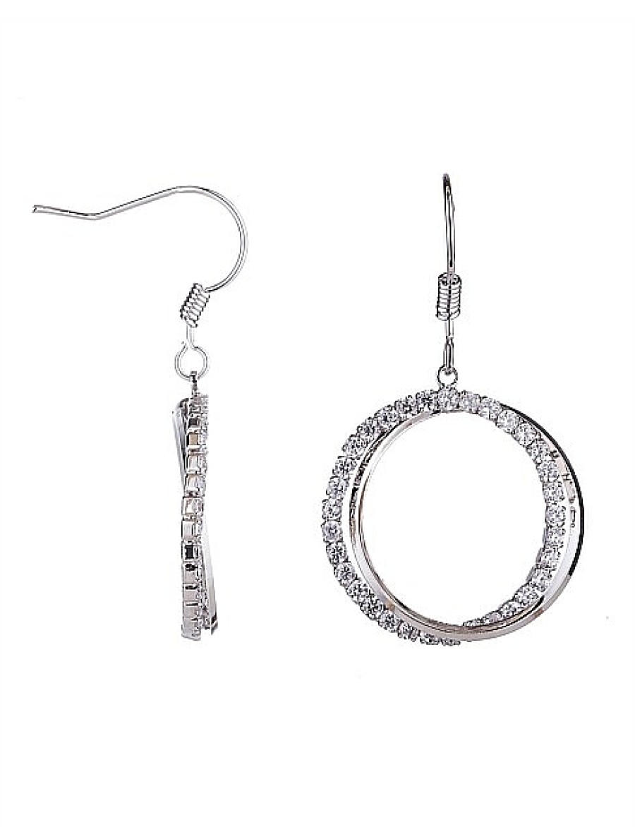 Online Gregory Ladner Woven Circle Drop Earring With Cz Gregory Ladner Wholesale Rhodium