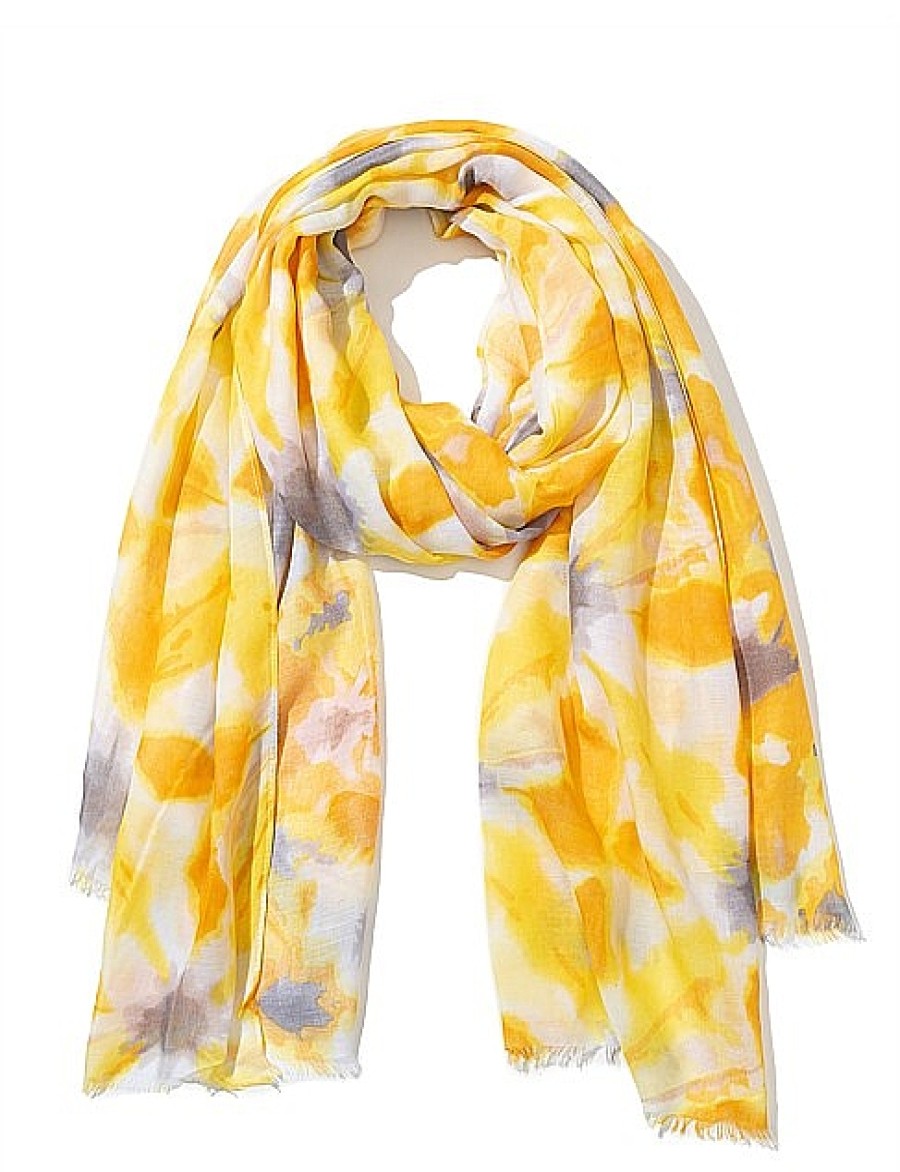 Online Gregory Ladner Brushtroke Floral Scarf Gregory Ladner Limited Edition Yellow