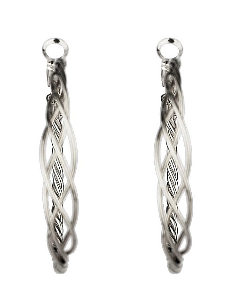 Online Gregory Ladner Woven Hoop Earring Gregory Ladner Discount Rhodium