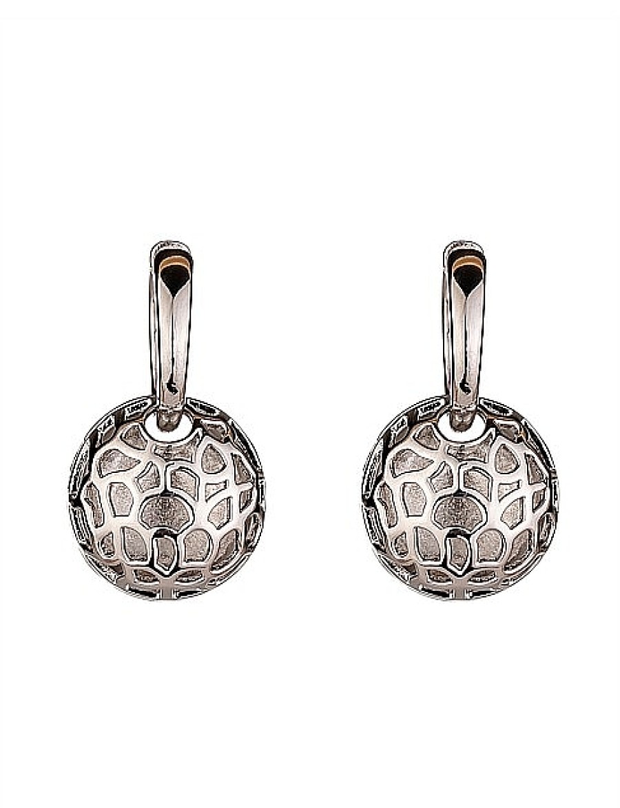 Online Gregory Ladner Cz Hoop Ball Drop Silver Earrings Gregory Ladner Discount Rhodium