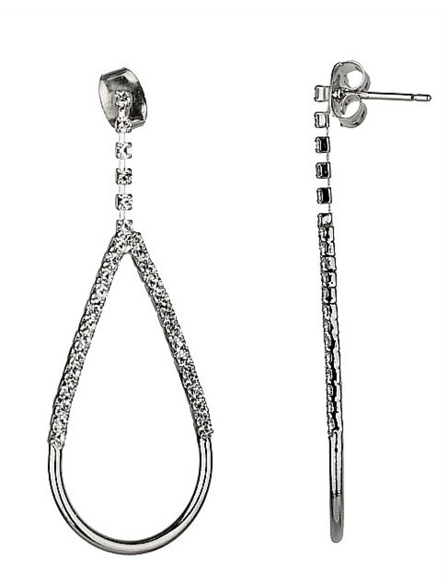 Online Gregory Ladner Teardrop Drop Earring With Cz Gregory Ladner Wholesale Rhodium