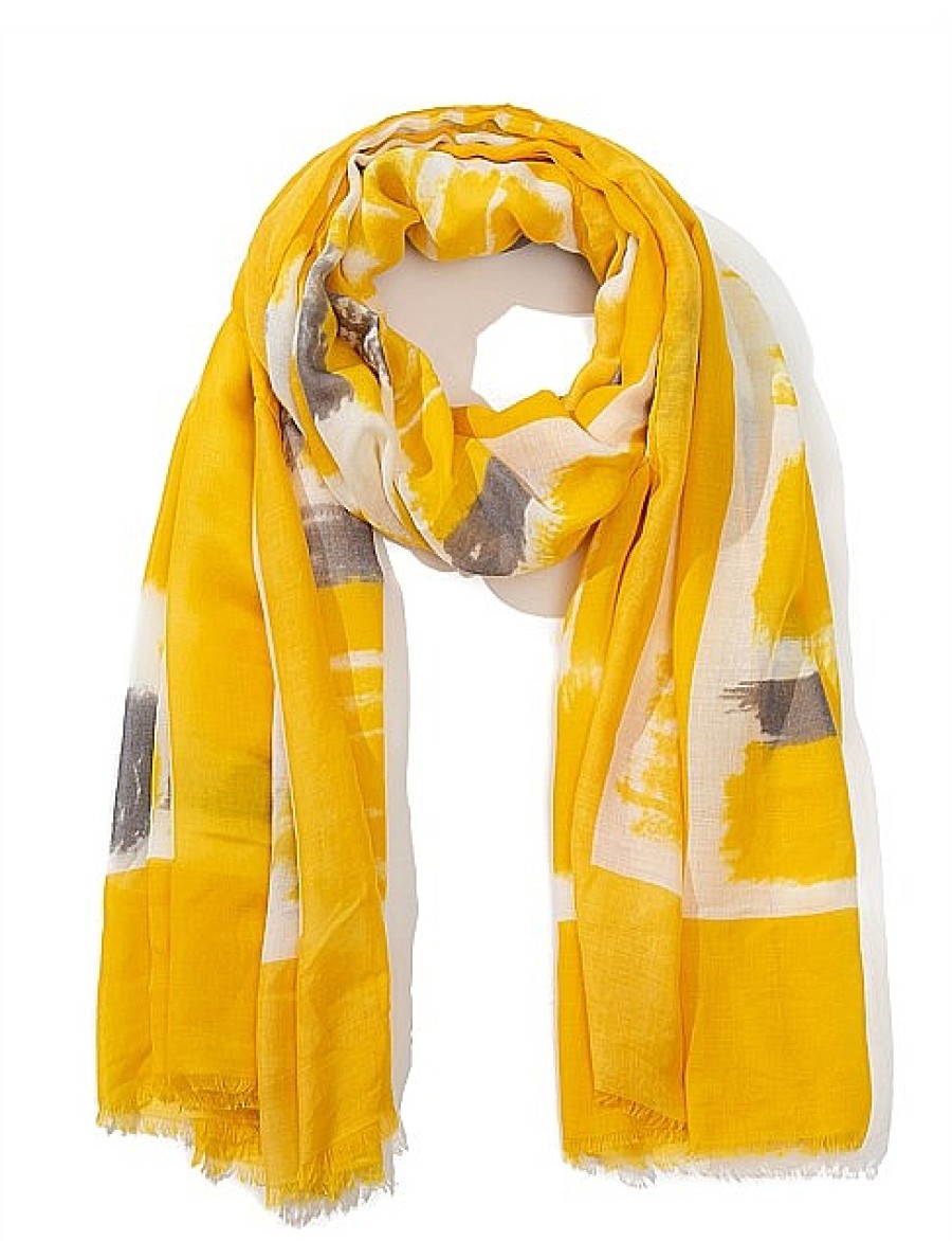 Best Gregory Ladner Watercolour Brick Print Scarf Gregory Ladner Promotions Yellow