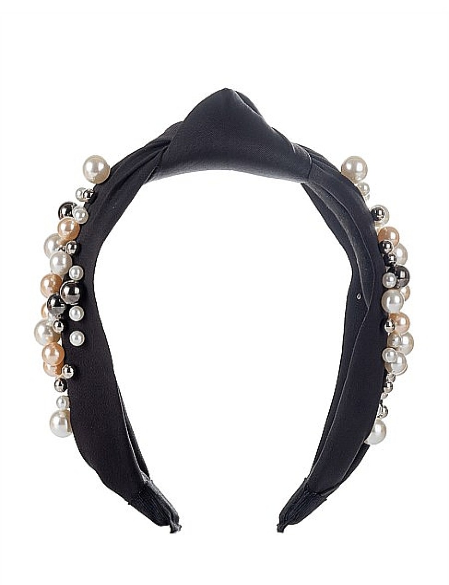 Best Gregory Ladner Pearl And Bead Turban Headband Gregory Ladner Wholesale Black