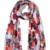 Wholesale Gregory Ladner Floral Print Scarf Gregory Ladner Limited Edition White/Coral