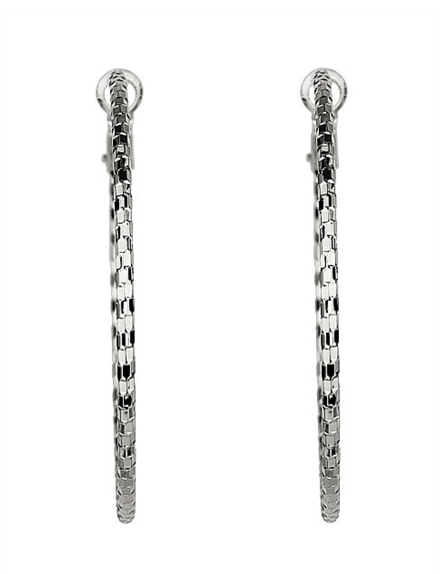 Best Gregory Ladner Textured Large Hoop Earring Gregory Ladner Limited Edition Rhodium