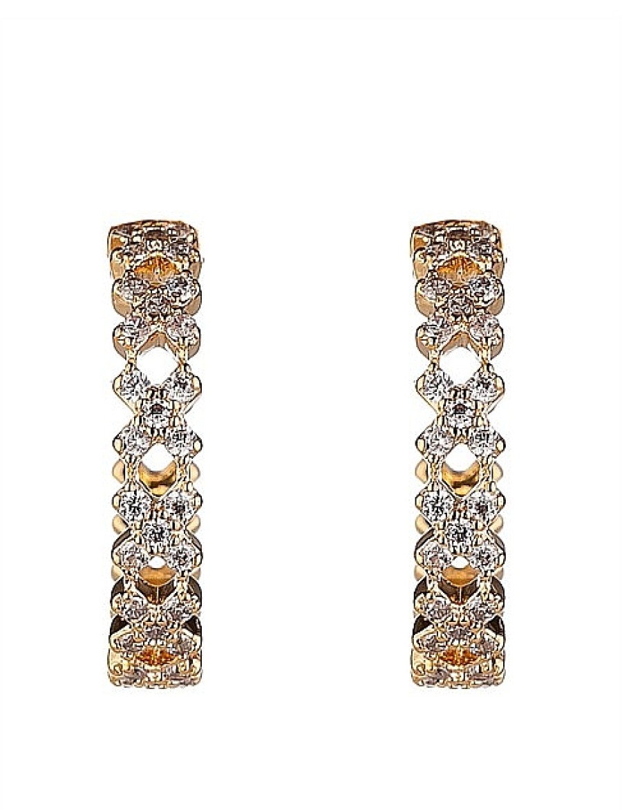 Online Gregory Ladner Cz Cross Hoop Earrings Gregory Ladner Discount Gold