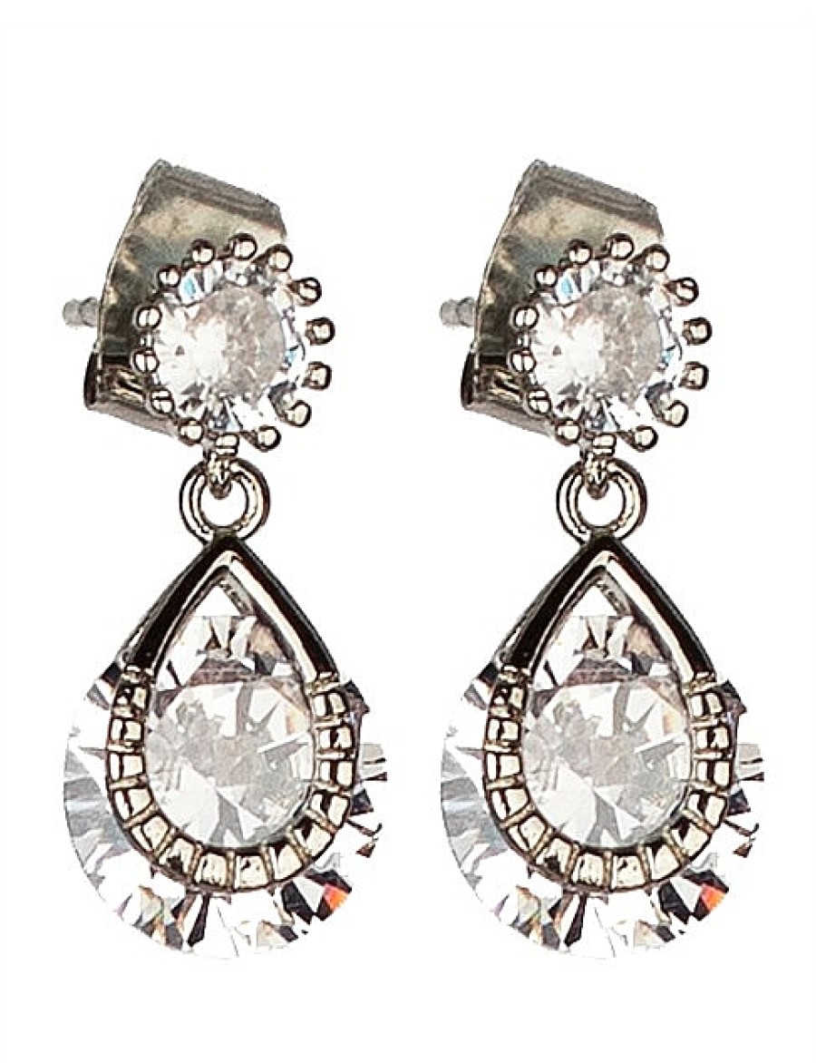 Best Gregory Ladner Pear Crystal Drop Earrings Gregory Ladner Discount Rhodium