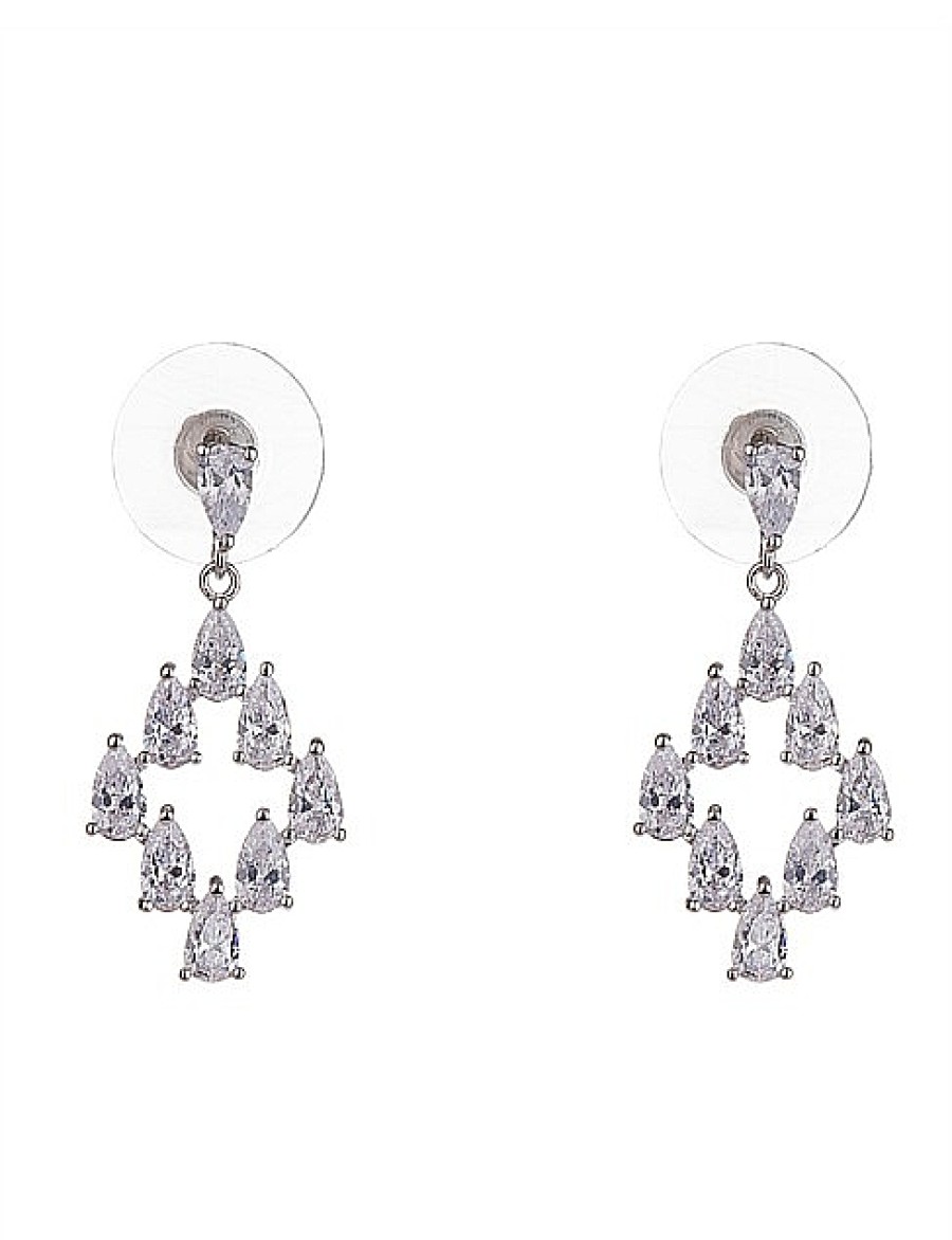 Online Gregory Ladner Multi Pear Cz Drop Earrings Gregory Ladner Cheap Rhodium