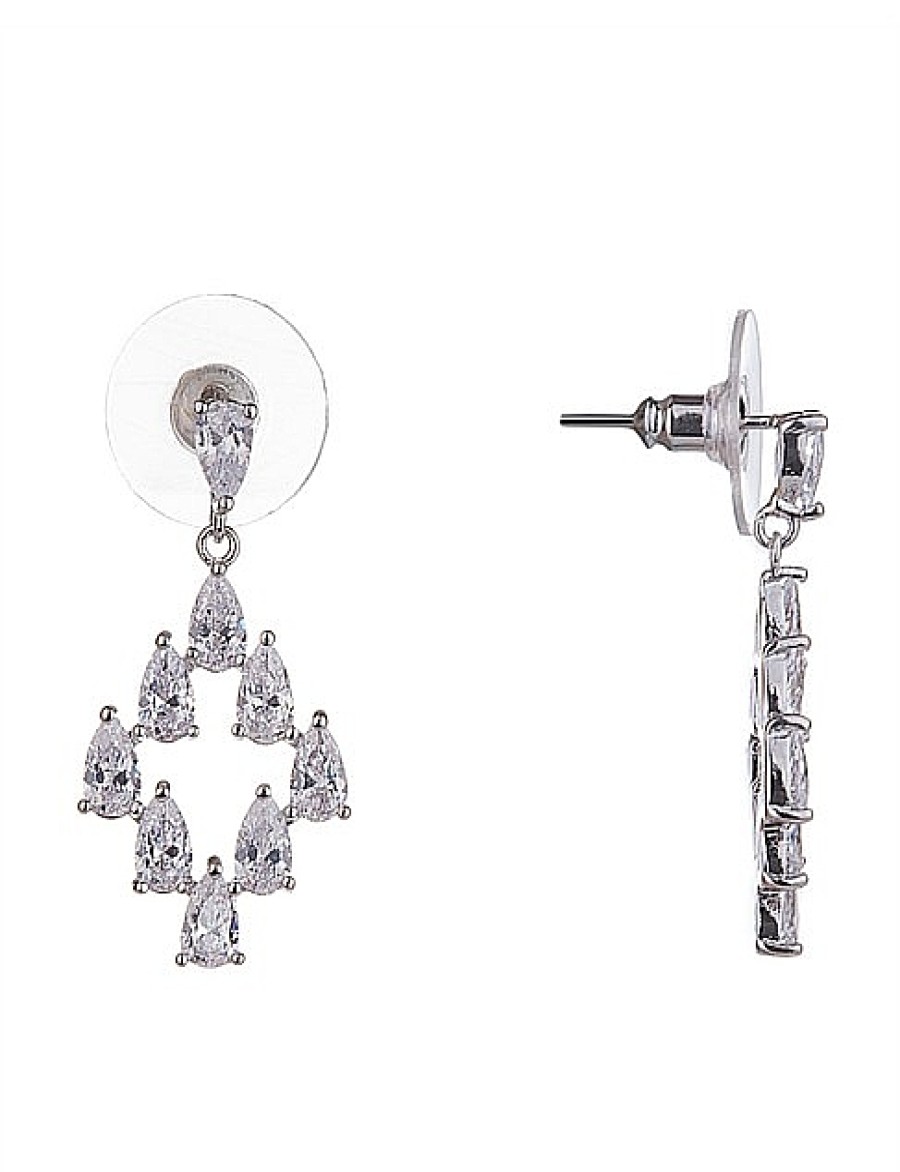 Online Gregory Ladner Multi Pear Cz Drop Earrings Gregory Ladner Cheap Rhodium