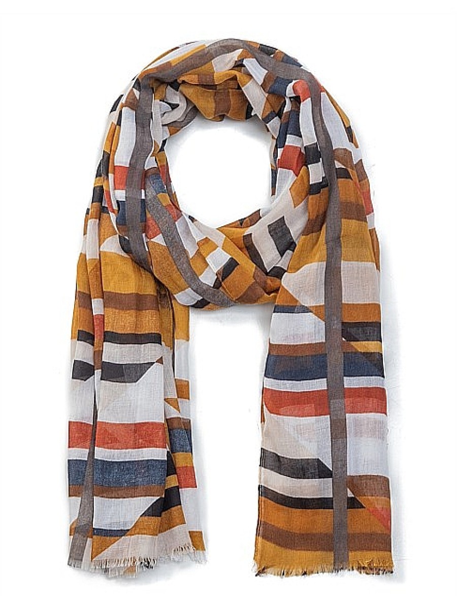 Clearance Gregory Ladner Geometric Print Scarf Gregory Ladner Discount Mustard