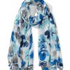 Best Gregory Ladner Floral Print Scarf With Tassles Gregory Ladner Wholesale Blue