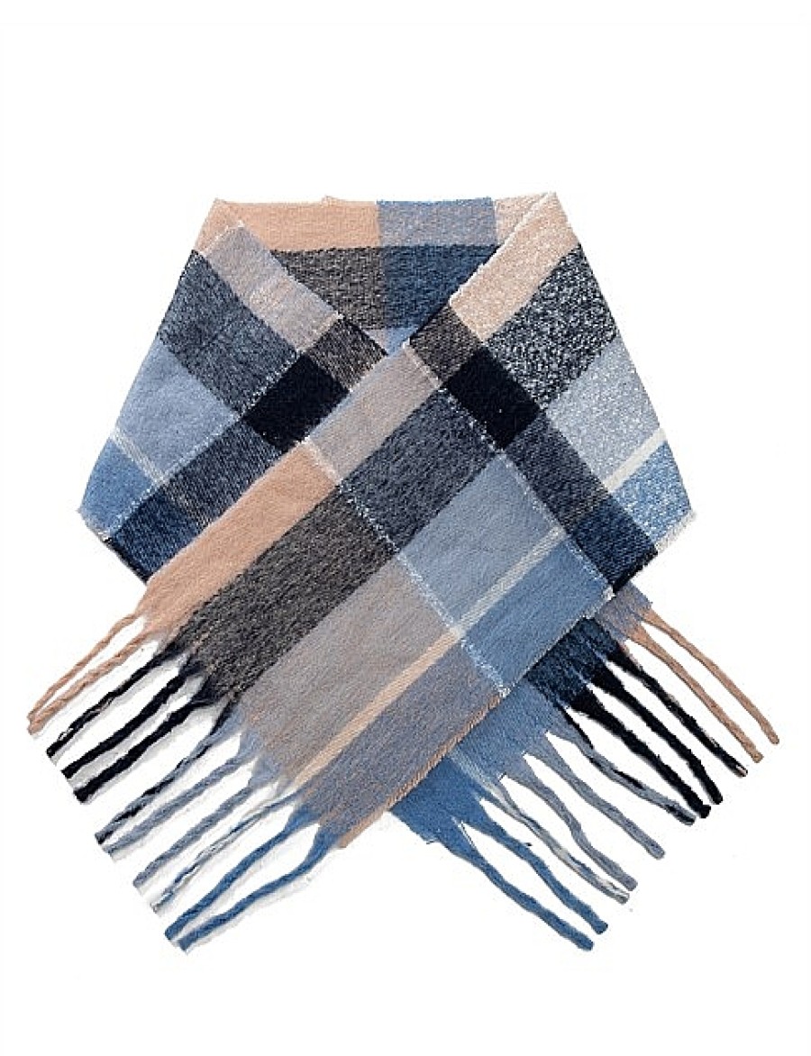 Best Gregory Ladner Blanket Check Scarf Gregory Ladner Promotions Blue